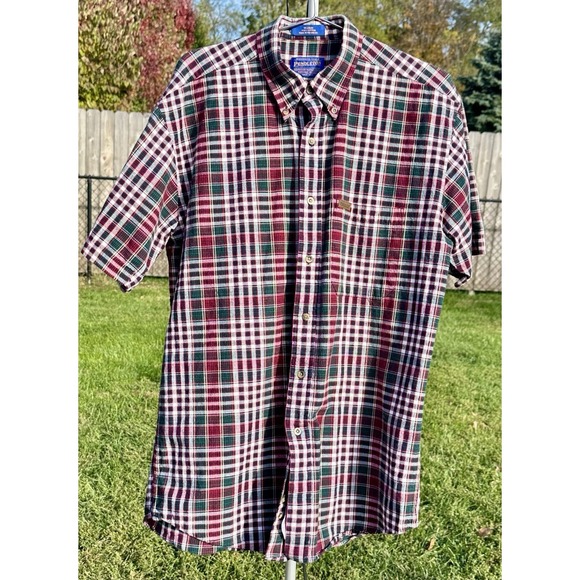 Pendleton Other - PENDLETON Shirt Men's‎ M Red Green Plaid Short Sleeve Button Down Cotton